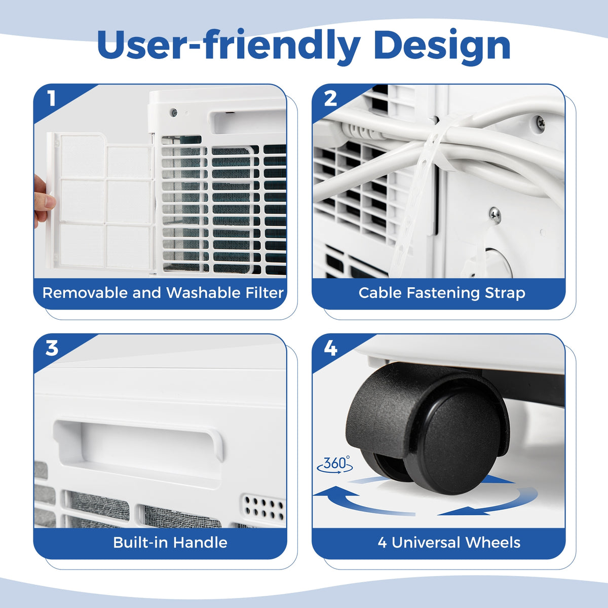8000 BTU Portable Air Conditioner 3 in 1 AC Unit with Fan and Dehumidifier-Portable Air Conditioners-DECOROLALA