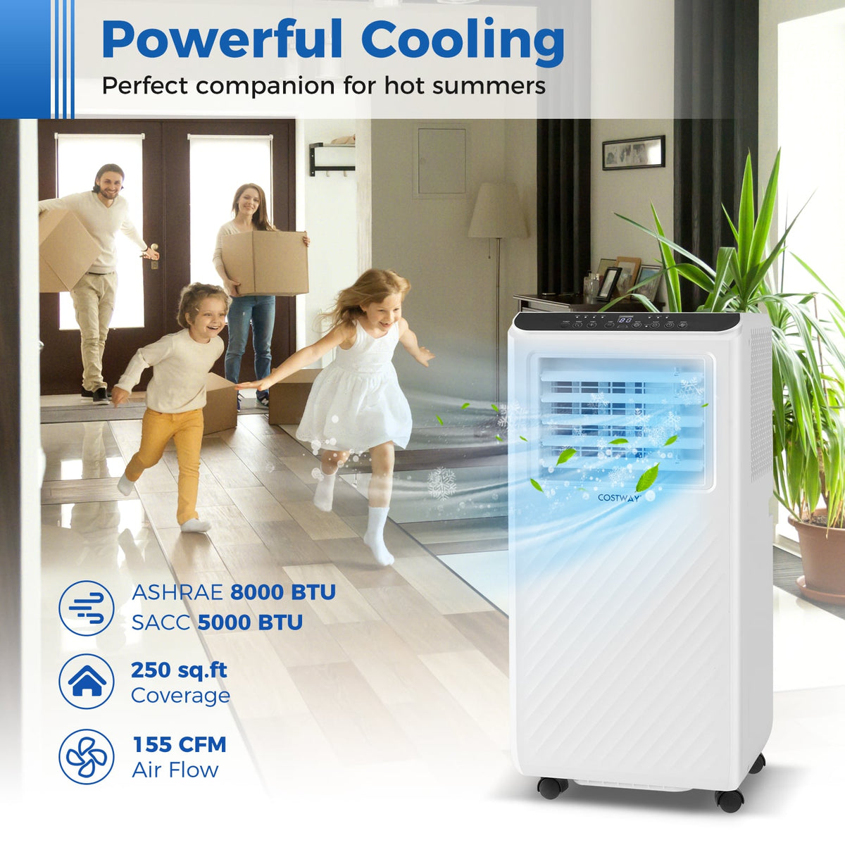 8000 BTU Portable Air Conditioner 3 in 1 Floor AC Unit with Fan and Dehumidifier-Portable Air Conditioners-DECOROLALA