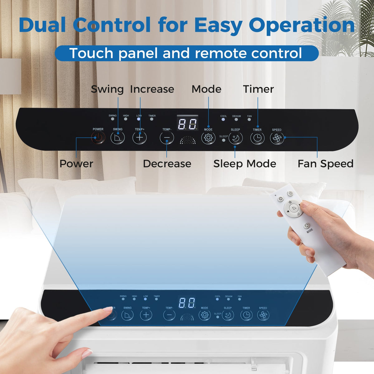 8000 BTU Portable Air Conditioner 3 in 1 Floor AC Unit with Fan and Dehumidifier-Portable Air Conditioners-DECOROLALA