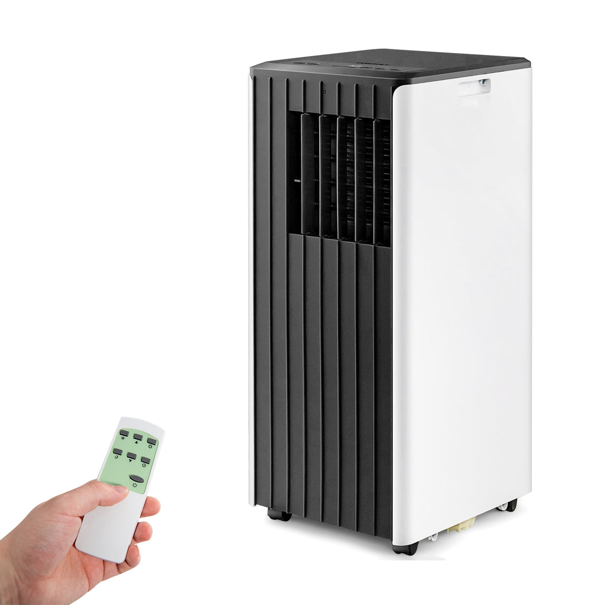 8000 BTU Portable Air Conditioner with Cool Humidifier and Sleep Mode-Black & White-Portable Air Conditioners-DECOROLALA