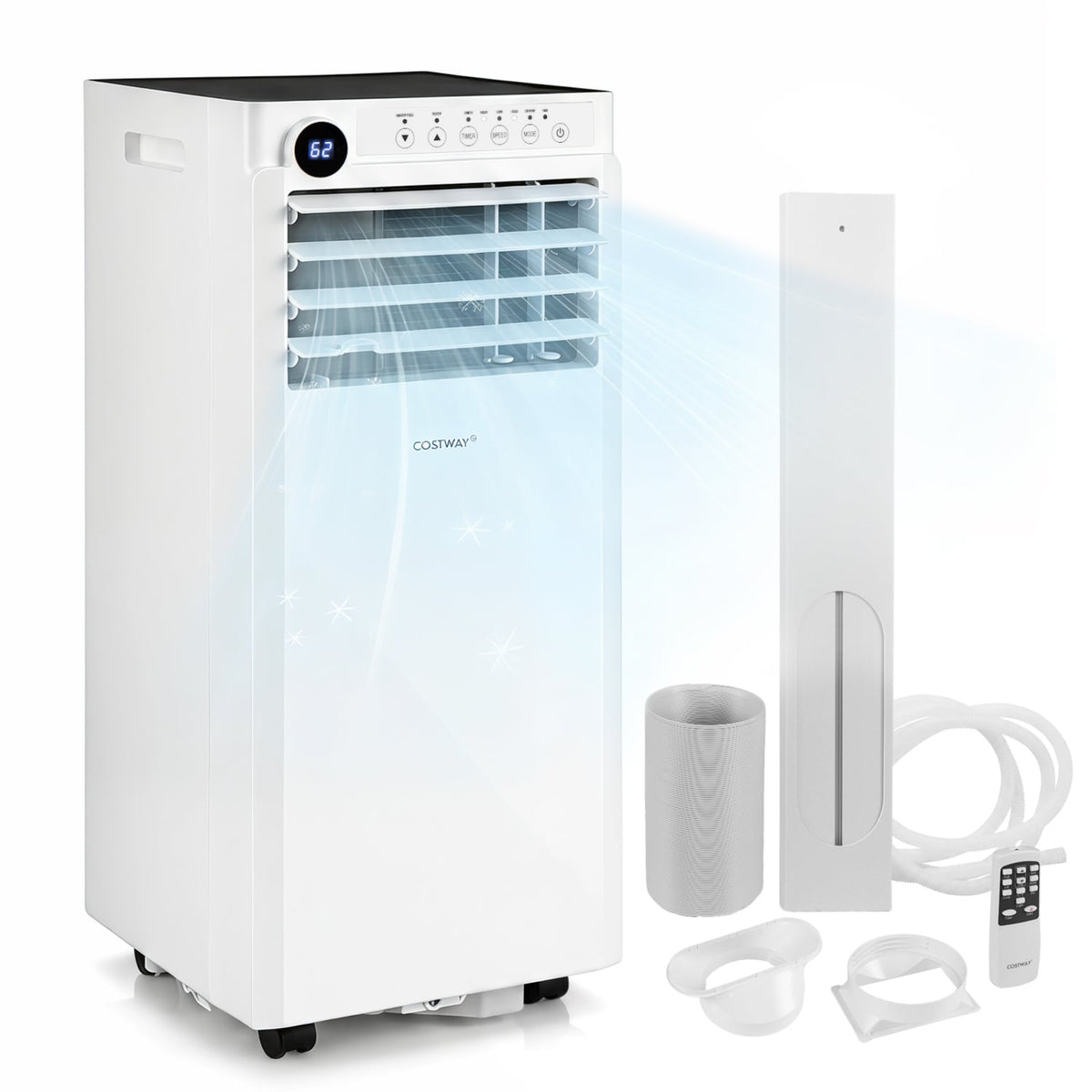 8000 BTU Portable Air Conditioner with Dehumidifier and 24H Timer-White-Portable Air Conditioners-DECOROLALA