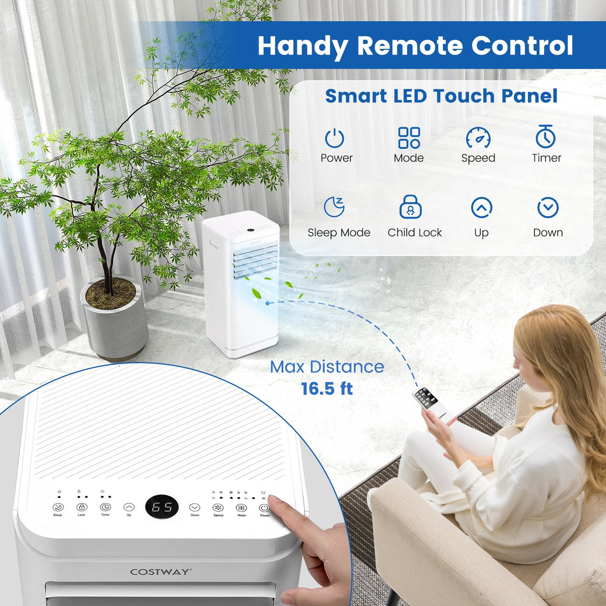 8000 BTU Portable Air Conditioner with Dehumidifier and Fan Mode-Portable Air Conditioners-DECOROLALA