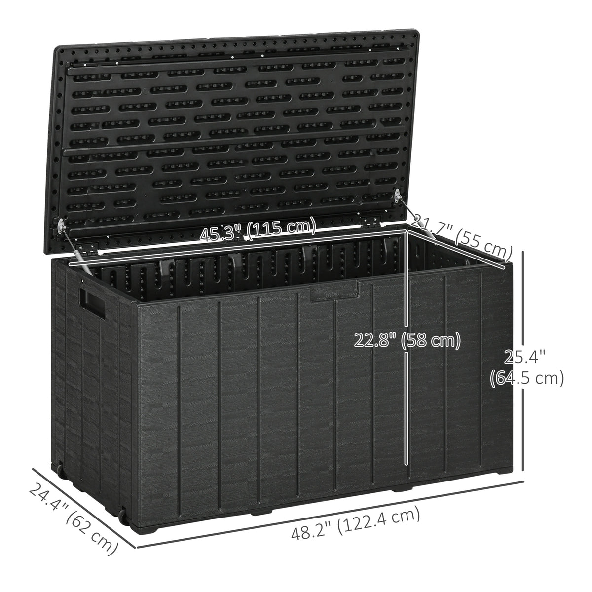 81 Gallon Outdoor Storage Box - Black Waterproof Bench-Outdoor Storage Boxes-DECOROLALA
