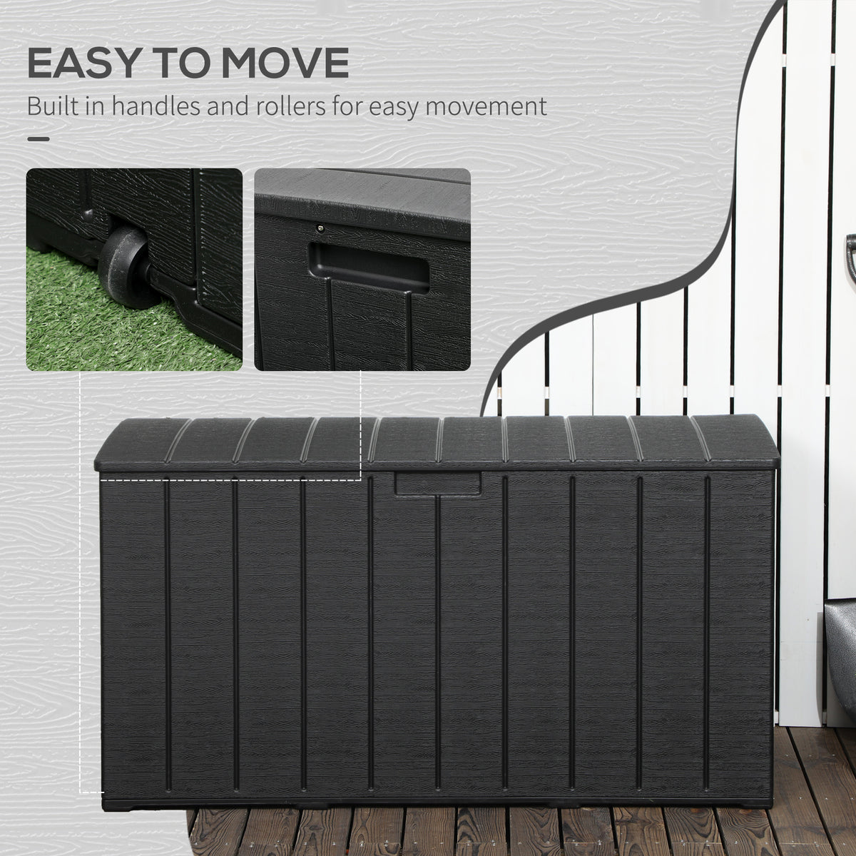 81 Gallon Outdoor Storage Box - Black Waterproof Bench-Outdoor Storage Boxes-DECOROLALA