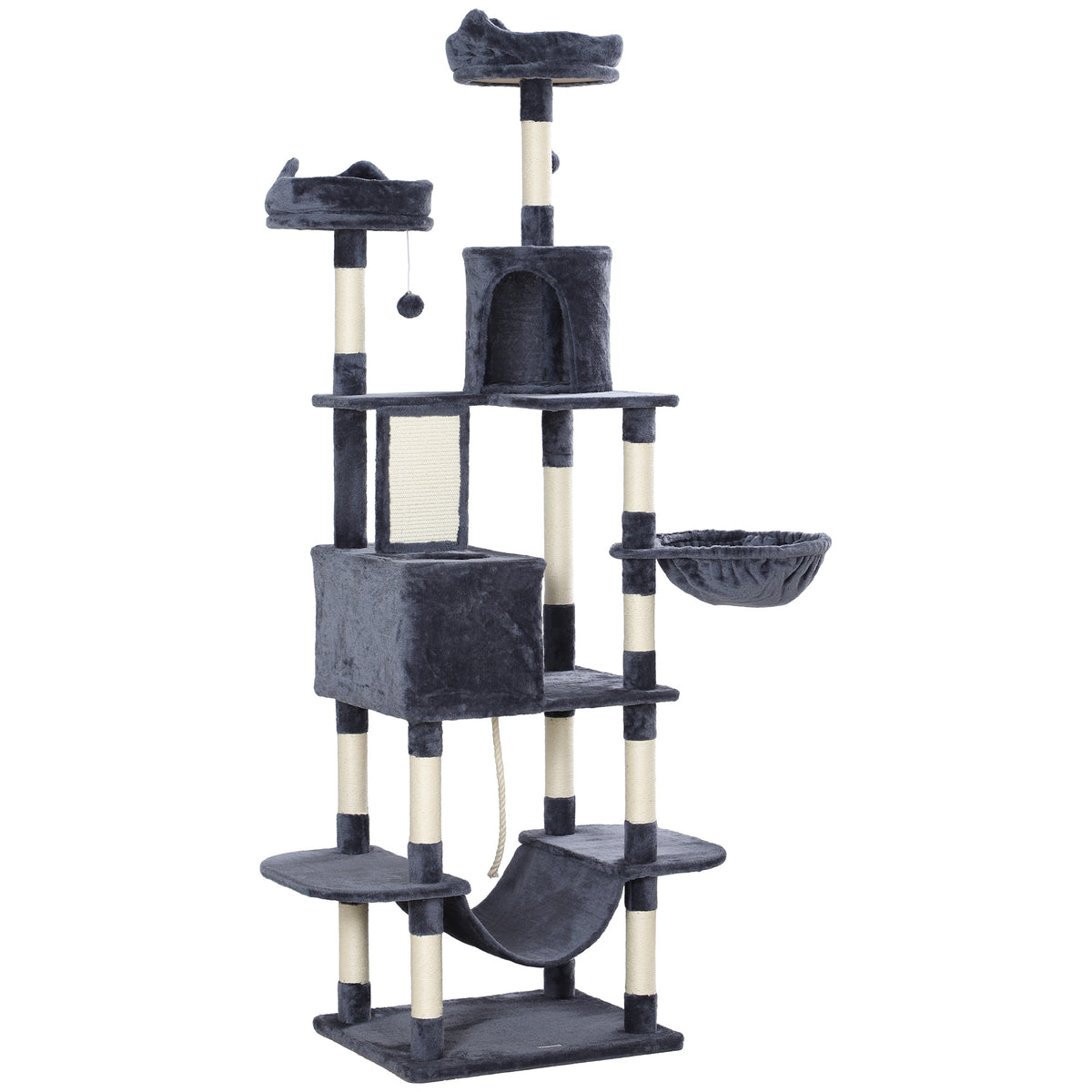 81" Large Cat Tree with Condos, Hammocks and Beds - Dark Grey-Cats-DECOROLALA