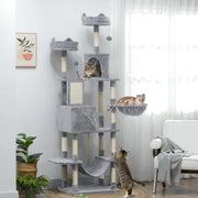 81" Large Cat Tree with Condos, Hammocks and Beds - Light Grey-Cats-DECOROLALA