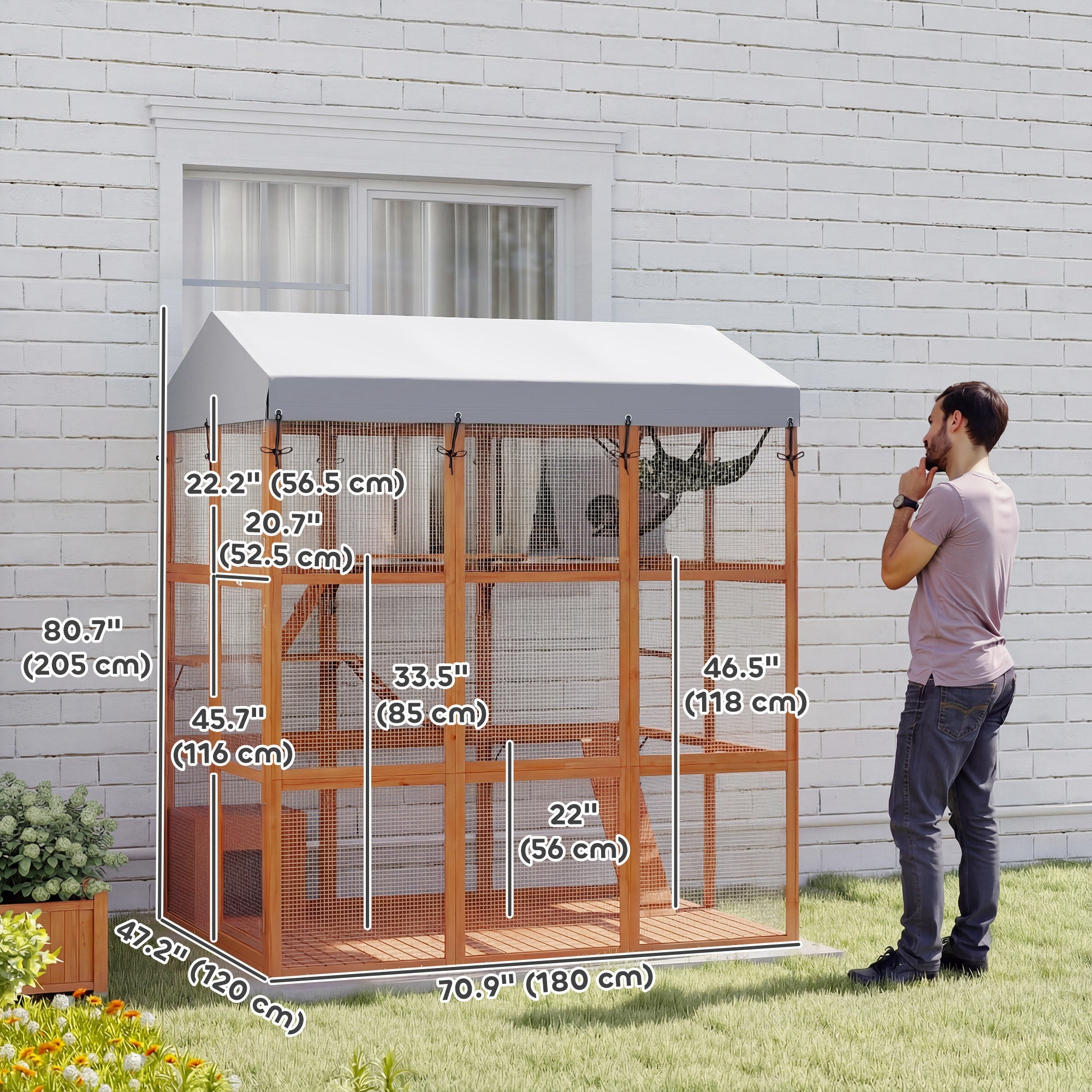 81" Outdoor Catio with Floor and 2 Condos - Orange-DECOROLALA