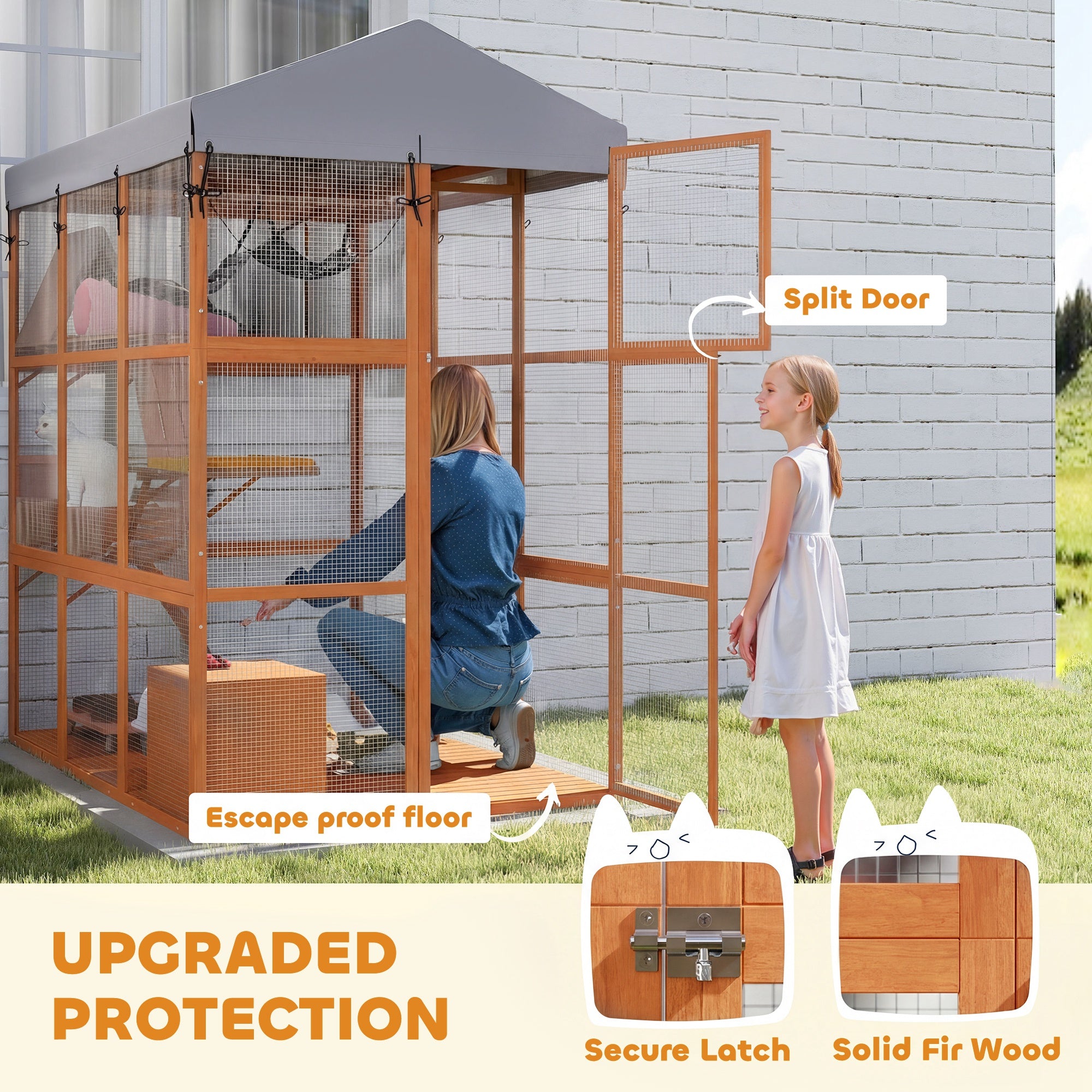 81" Outdoor Catio with Floor and 2 Condos - Orange-DECOROLALA