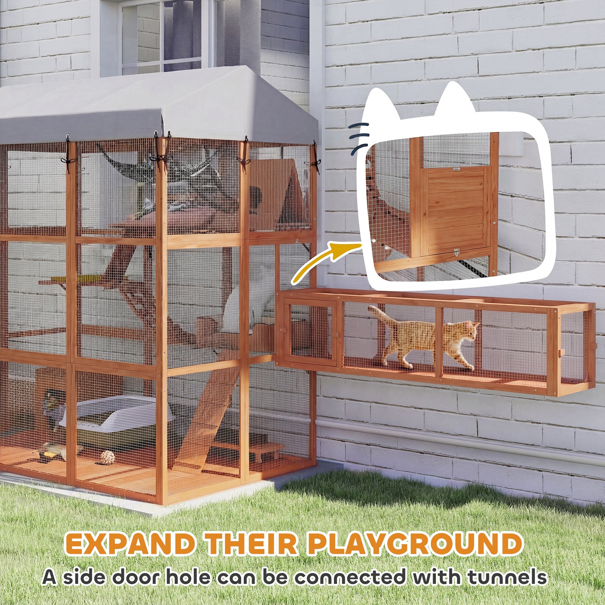 81" Outdoor Catio with Floor and 2 Condos - Orange-DECOROLALA