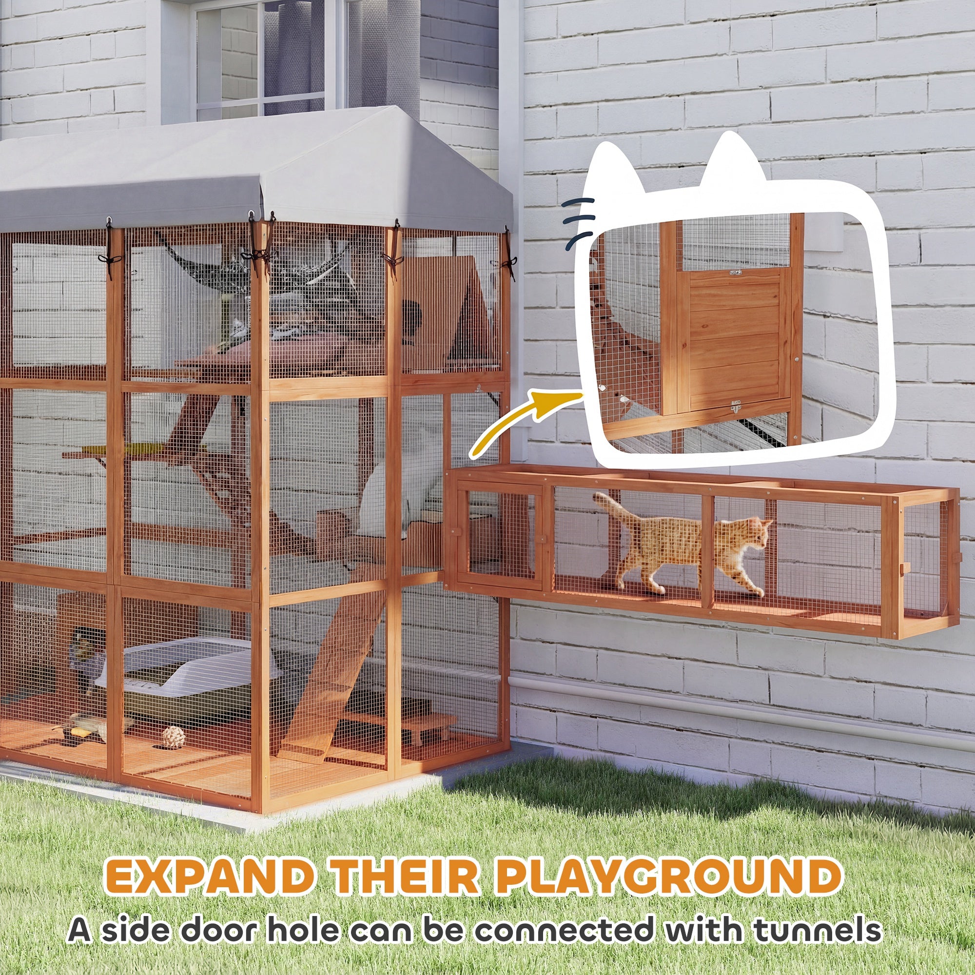 81" Outdoor Catio with Floor and 2 Condos - Orange-DECOROLALA
