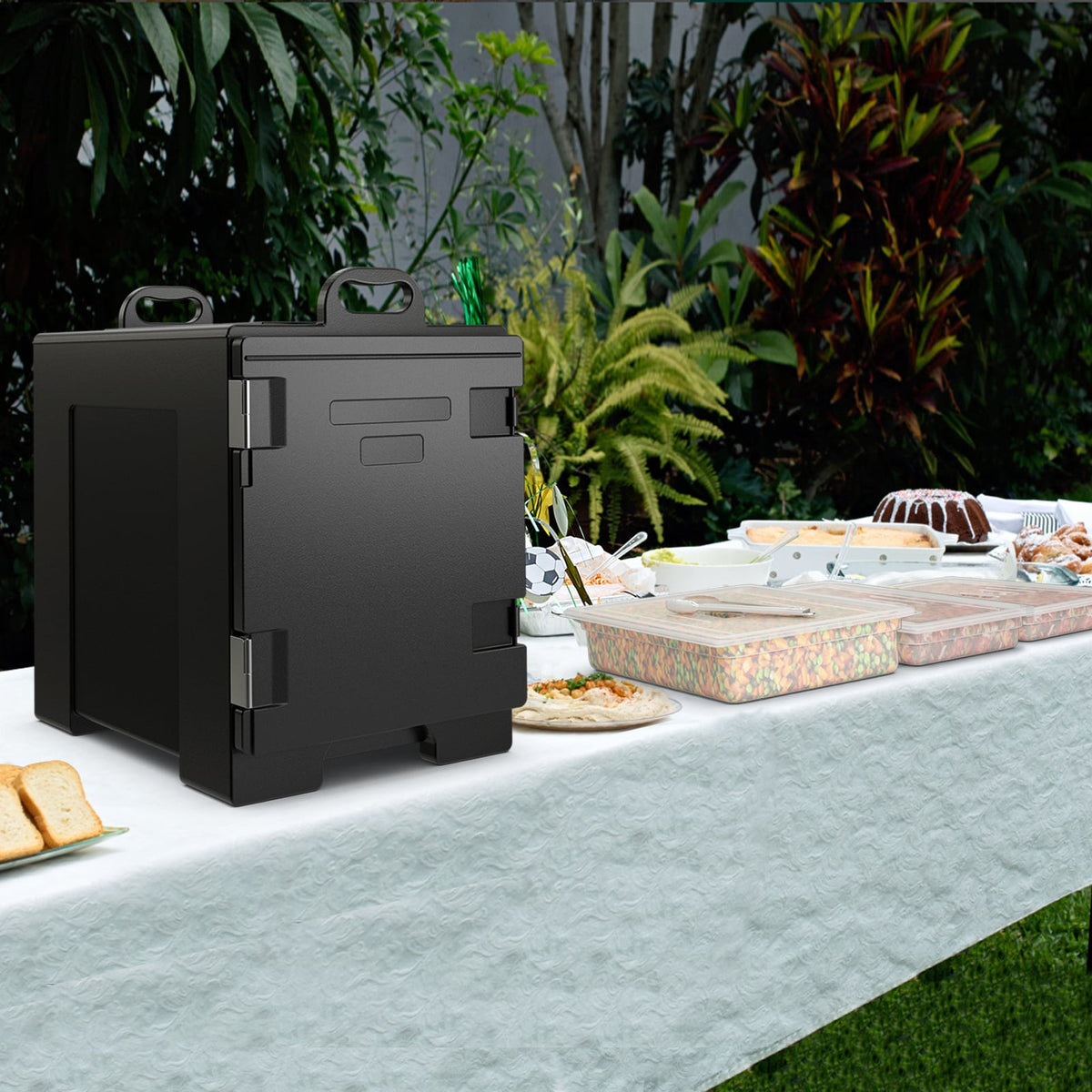 81 QT Hot Box Food Warmer with 5 Full-Size Pans and Handles Double Buckles-Food Warmers & Burners-DECOROLALA