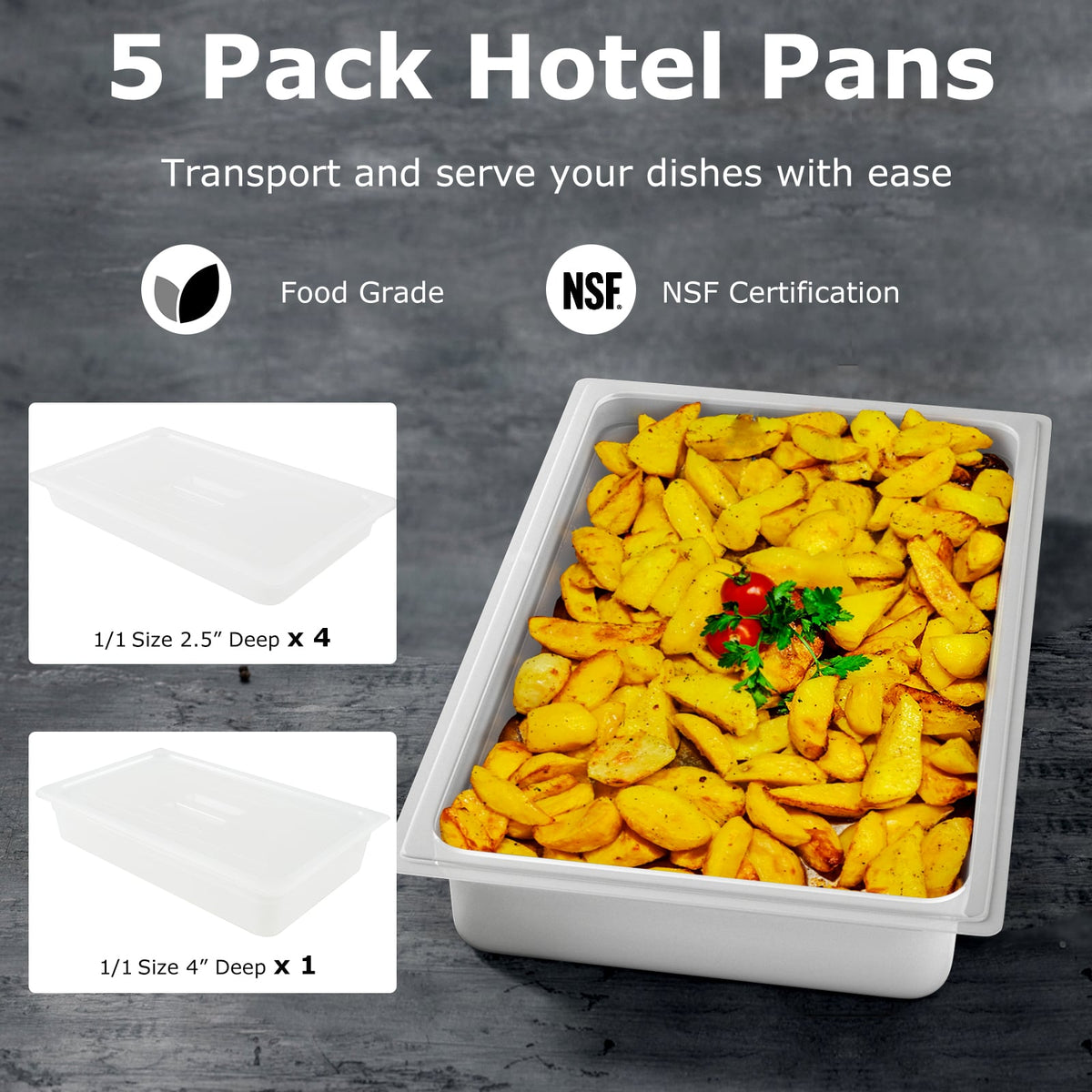 81 QT Hot Box Food Warmer with 5 Full-Size Pans and Handles Double Buckles-Food Warmers & Burners-DECOROLALA