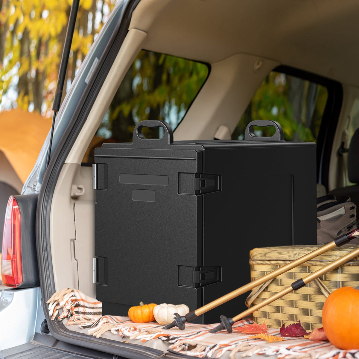 81 Quart Capacity End-loading Insulated Food Pan Carrier-Black-Food Warmers & Burners-DECOROLALA