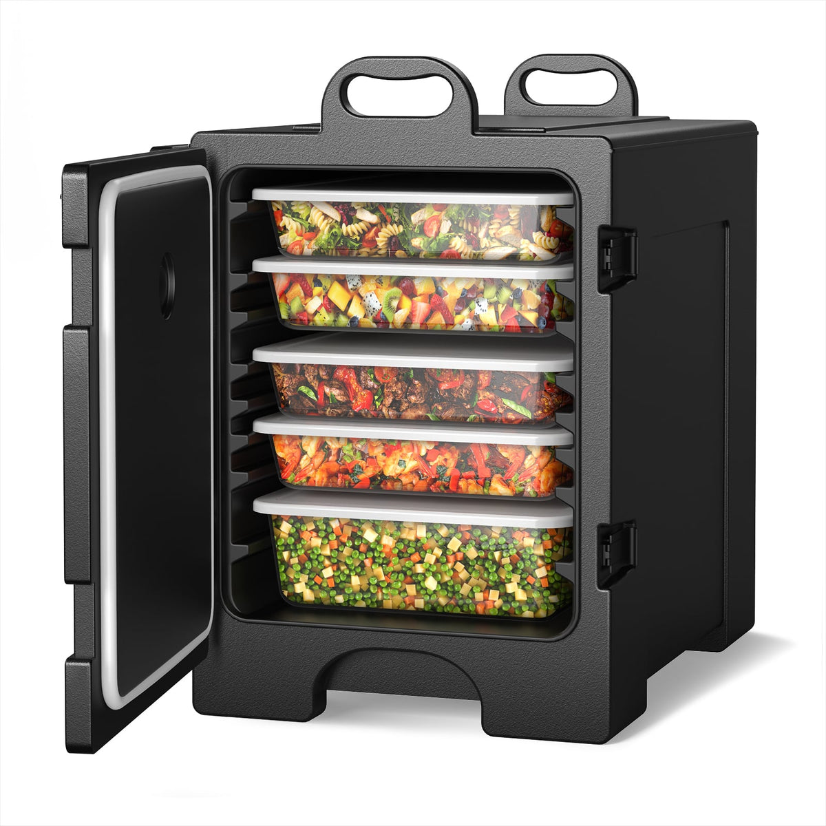 81 Quart Capacity End-loading Insulated Food Pan Carrier-Black-Food Warmers & Burners-DECOROLALA