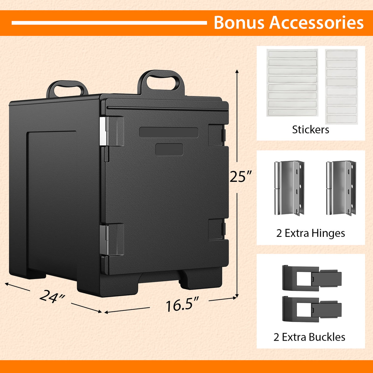 81 Quart Capacity End-loading Insulated Food Pan Carrier-Black-Food Warmers & Burners-DECOROLALA