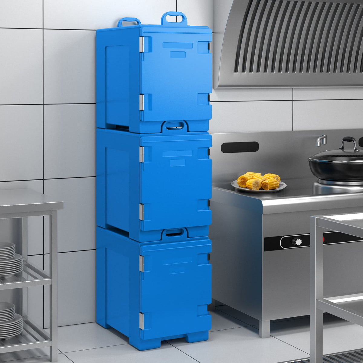 81 Quart Capacity End-loading Insulated Food Pan Carrier with Handles-Navy-Food Warmers & Burners-DECOROLALA