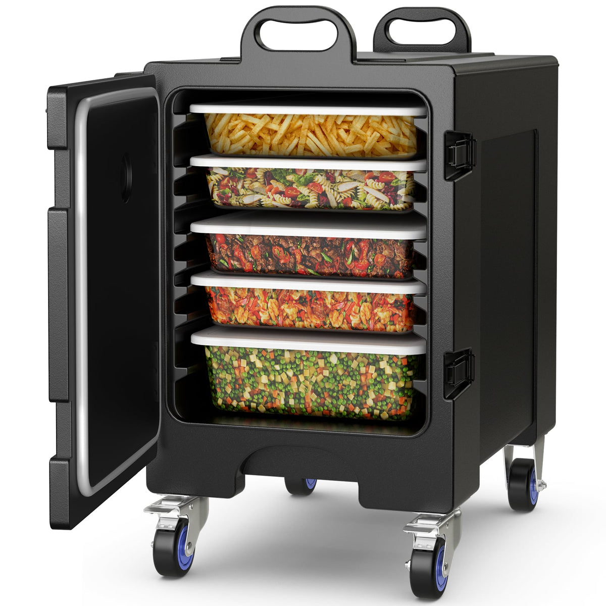 81 Quart Capacity End-loading Insulated Food Pan Carrier with Wheels-Food Warmers & Burners-DECOROLALA
