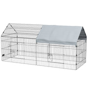 87" Small Animal Cage with Roof, Indoor/Outdoor Use,  for Chicken, Rabbits, Chinchillas, Silver