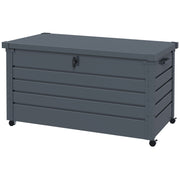 82 Gallon Steel Garden Storage Box with Wheels - Dark Grey-DECOROLALA