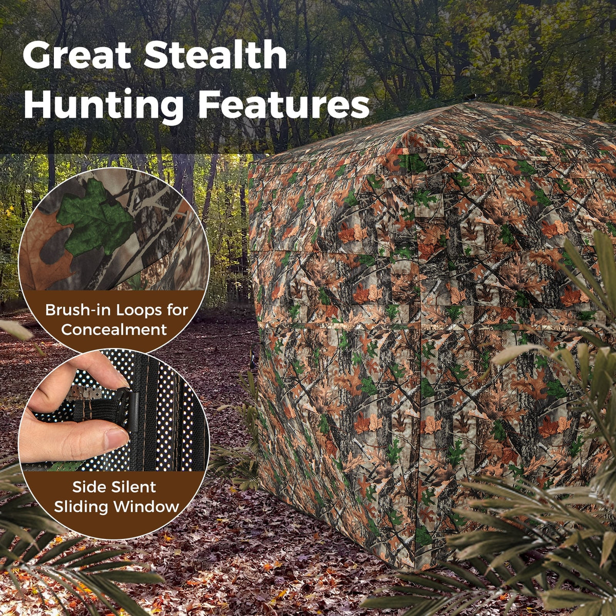 82 Inch Tall Hunting Blind 270° One Way See Through Ground Tent for 3-4 People-Tents-DECOROLALA