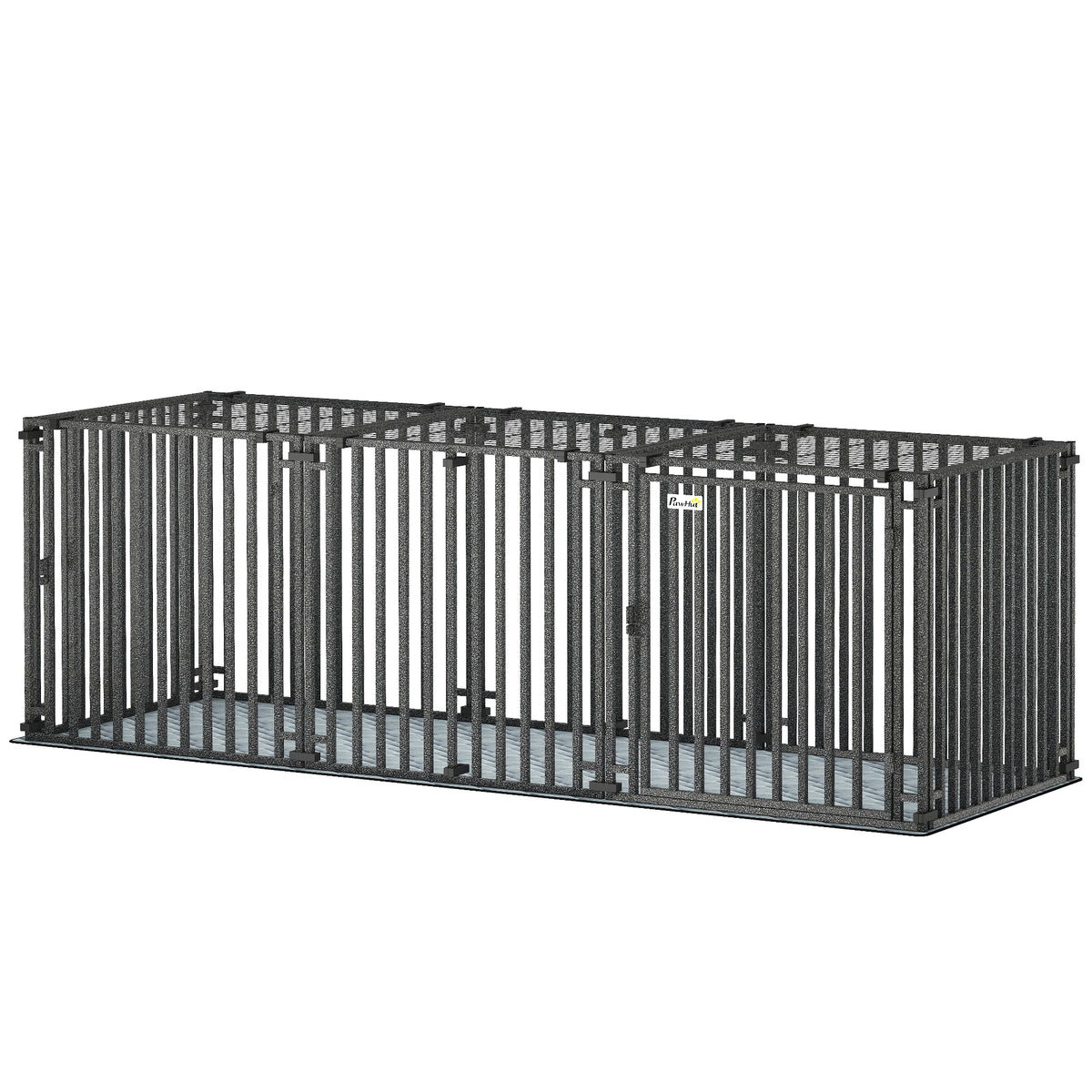 83" Heavy Duty Metal Dog Crate - Extra Large Black Kennel with Mat-Dogs-DECOROLALA