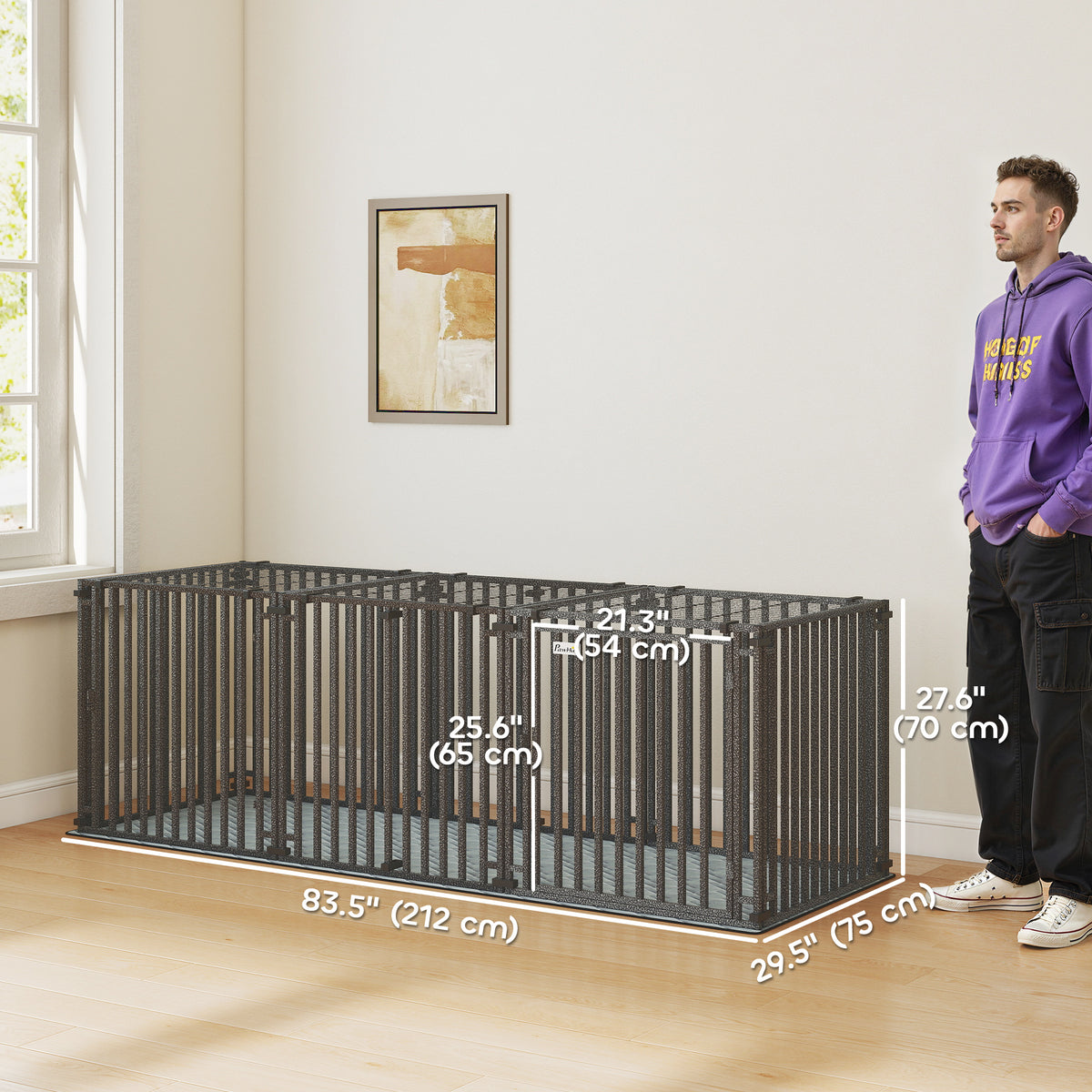 83" Heavy Duty Metal Dog Crate - Extra Large Black Kennel with Mat-Dogs-DECOROLALA