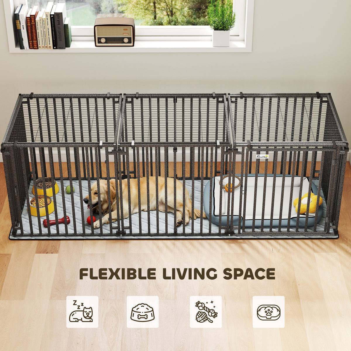 83" Heavy Duty Metal Dog Crate - Extra Large Black Kennel with Mat-Dogs-DECOROLALA