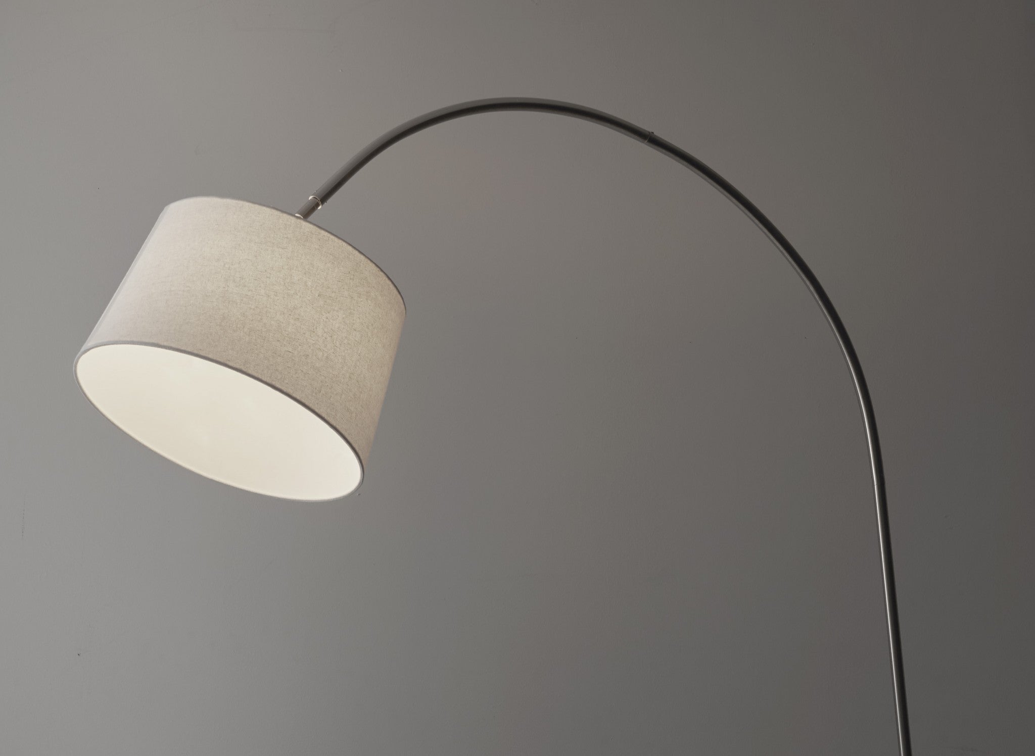 83" Silver Arc Floor Lamp With White Linen Empire Shade-Floor Lamps-DECOROLALA