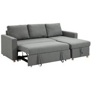 83" Sofa Bed, Pull Out Sleeper L Shaped Sectional Couch with Reversible Storage Chaise, Wide and Deep Seat, Light Grey-Home Furnishings > Living Room Furniture > Sofas & Reclining Chairs-DECOROLALA