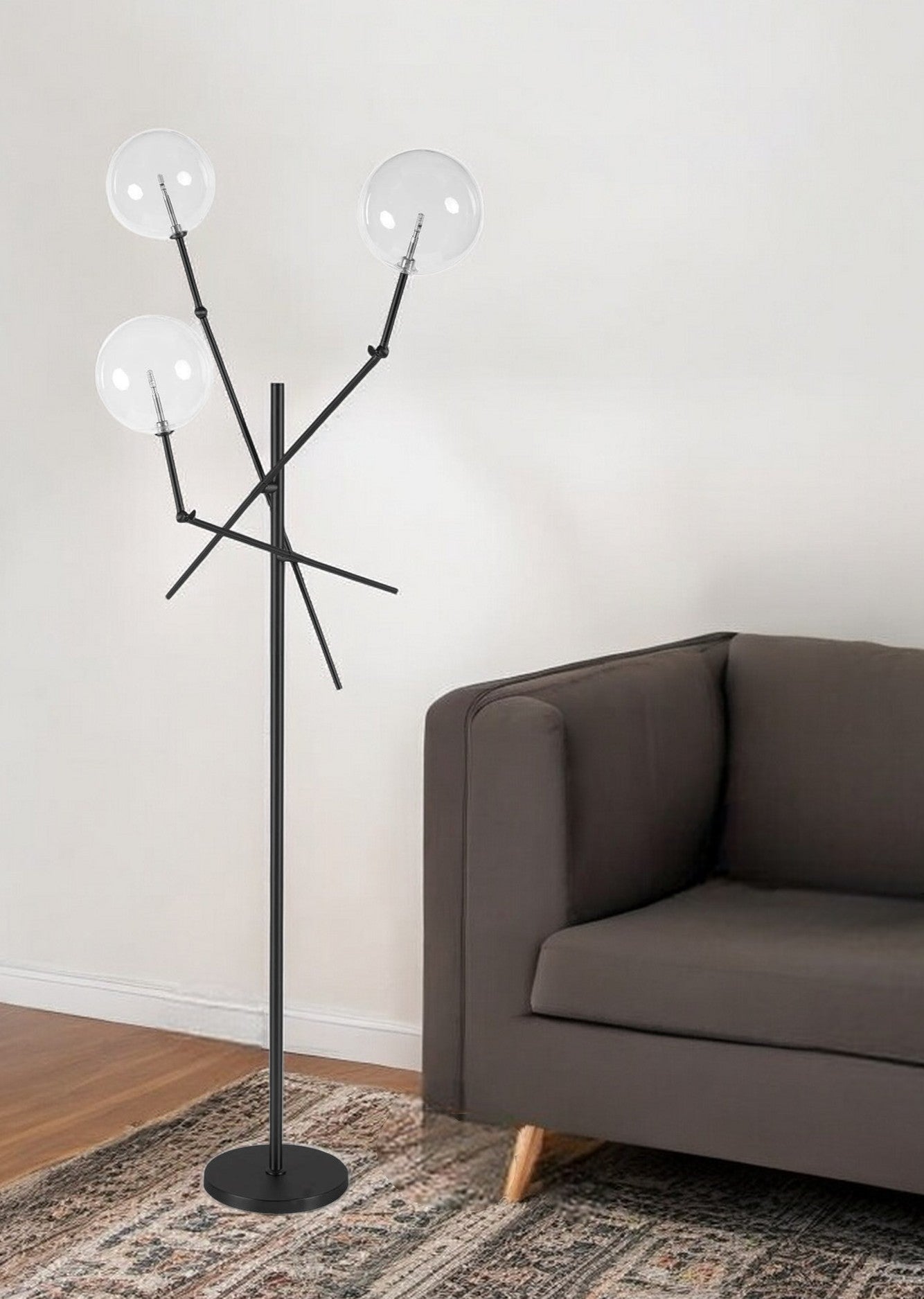 84" Black LED Floor Lamp With White-Floor Lamps-DECOROLALA