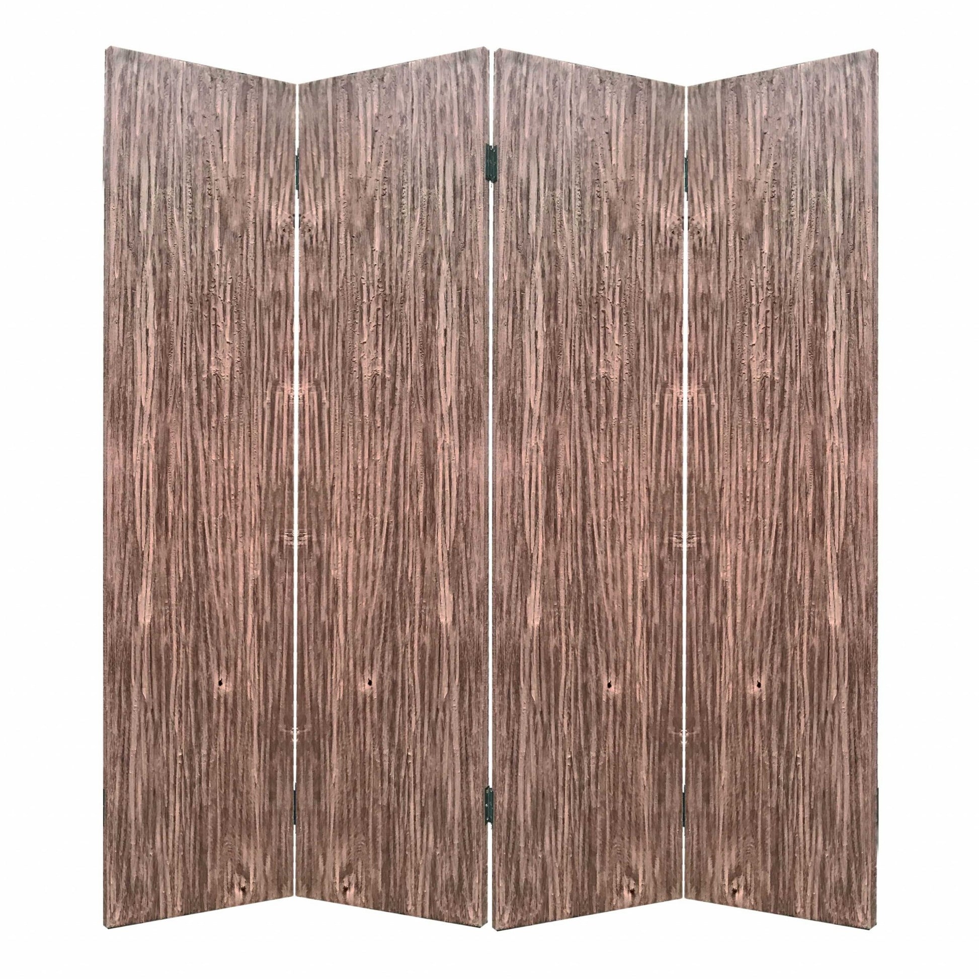 84" Brown Folding Four Panel Screen Room Divider-Room Dividers-DECOROLALA