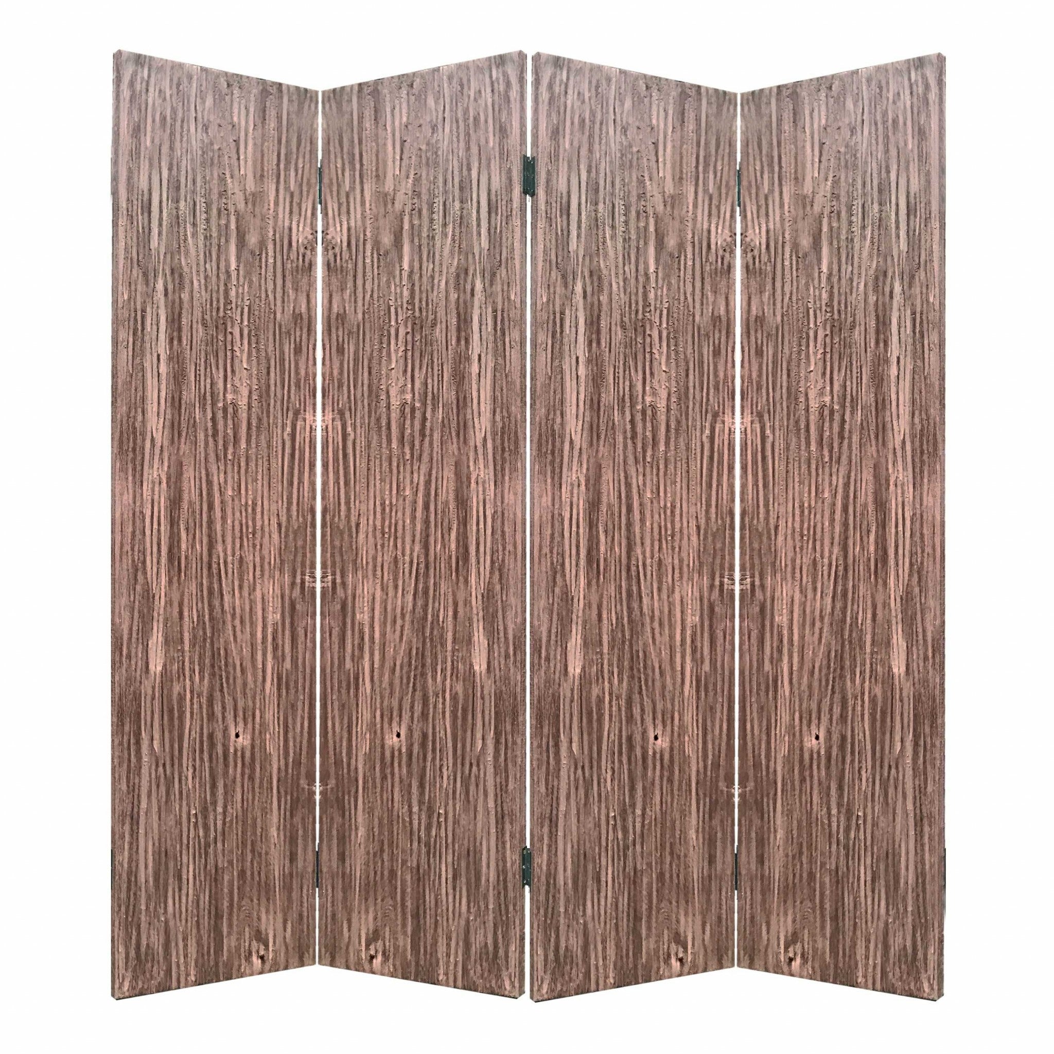 84" Brown Folding Four Panel Screen Room Divider-Room Dividers-DECOROLALA