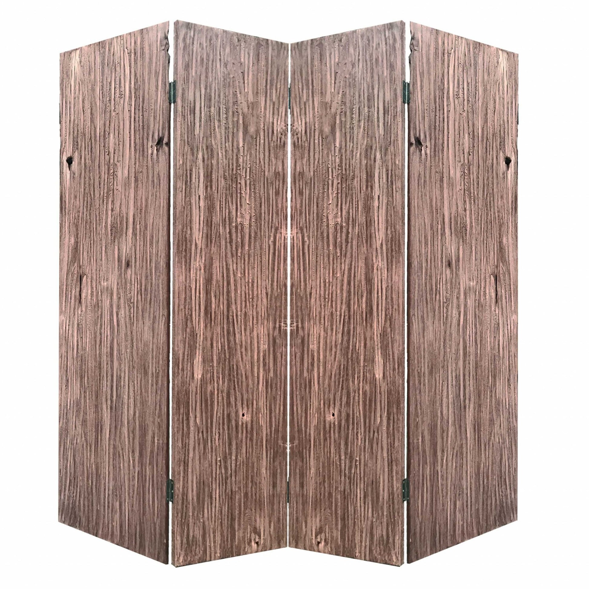 84" Brown Folding Four Panel Screen Room Divider-Room Dividers-DECOROLALA