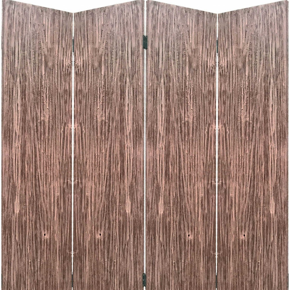 84" Brown Folding Four Panel Screen Room Divider-Room Dividers-DECOROLALA