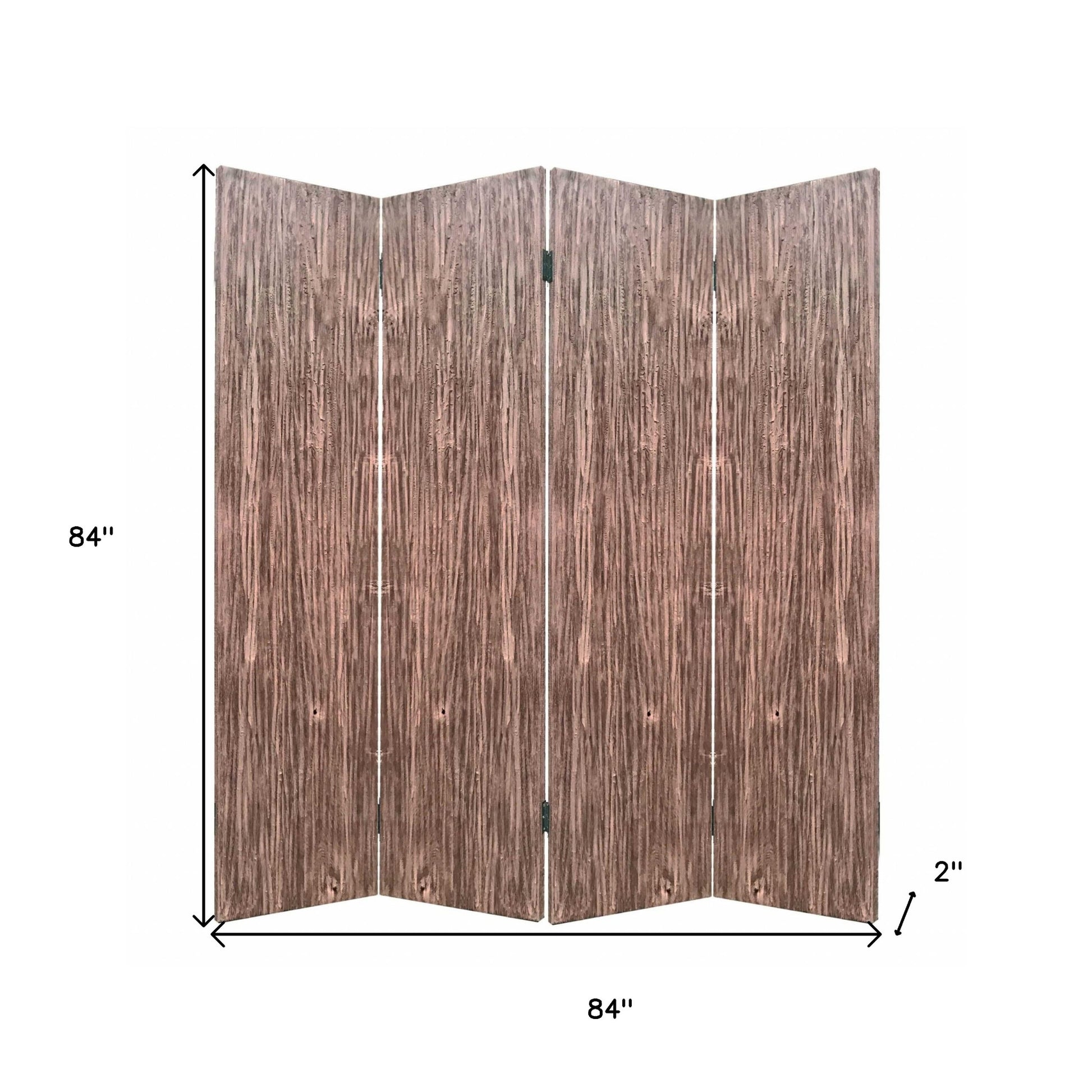84" Brown Folding Four Panel Screen Room Divider-Room Dividers-DECOROLALA