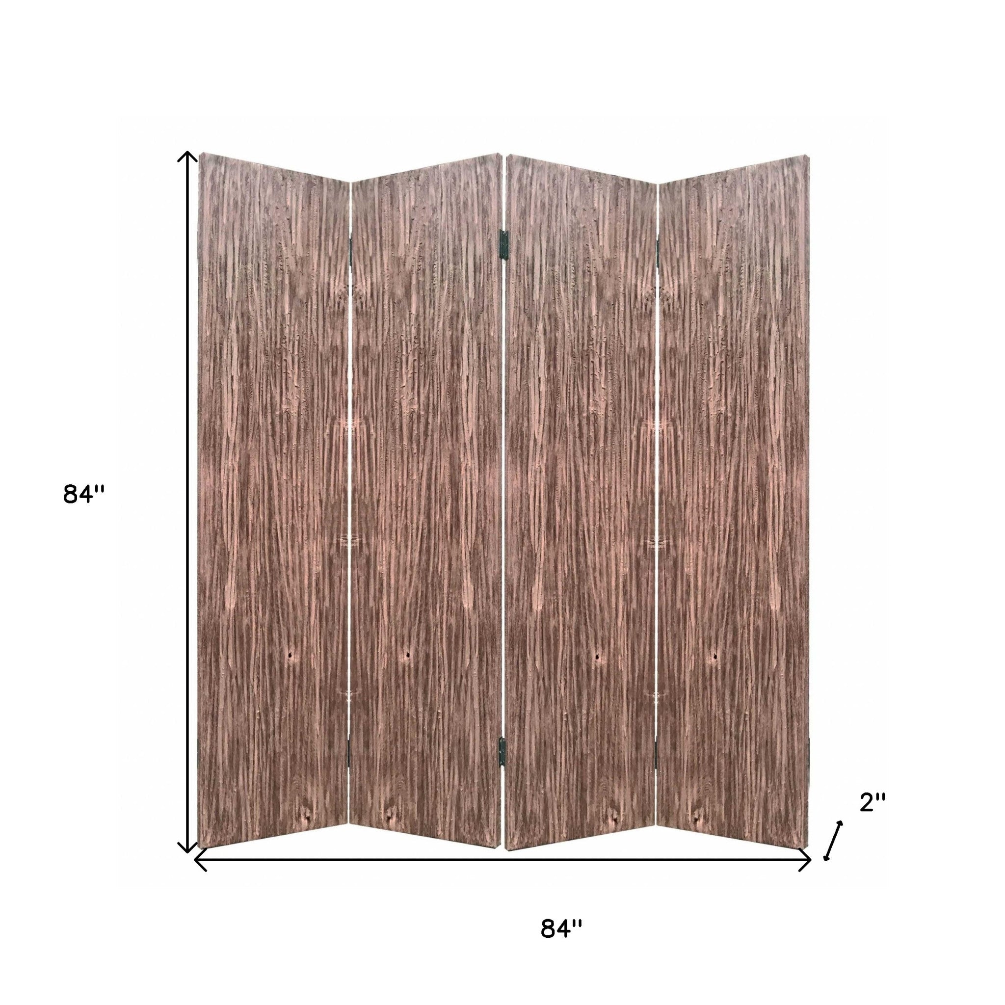 84" Brown Folding Four Panel Screen Room Divider-Room Dividers-DECOROLALA