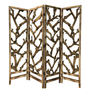 84" Brown Solid WoodFolding Four Panel Screen Room Divider-Room Dividers-DECOROLALA