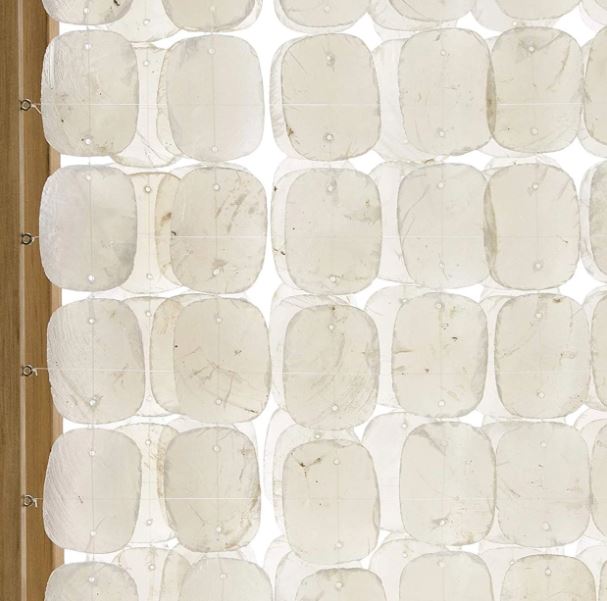 84" Clear Capiz Mother of Pearl Folding Three Panel Screen Room Divider-Room Dividers-DECOROLALA