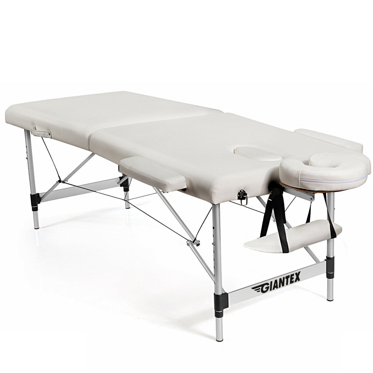 84 Inch L Portable Adjustable Massage Bed with Carry Case for Facial Salon Spa-White-Massage & Relaxation Products-DECOROLALA