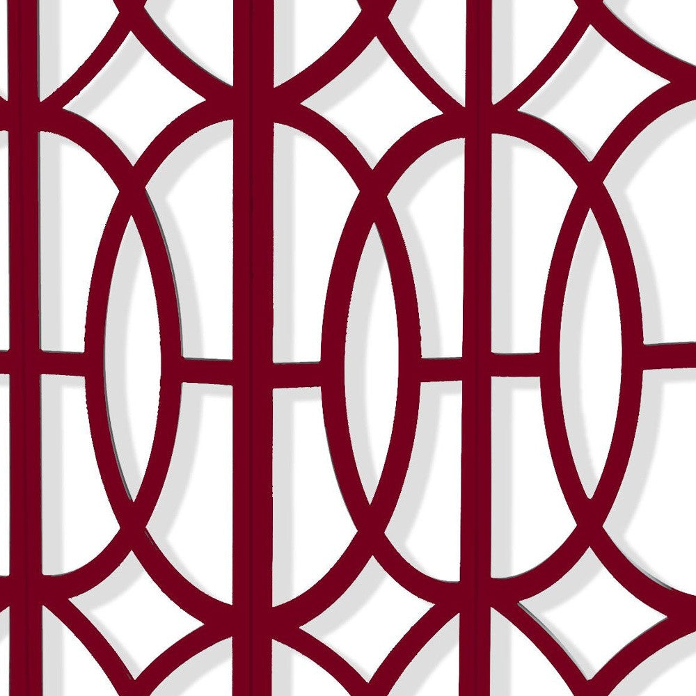 84" Red Solid Wood Folding Four Panel Screen Room Divider-Room Dividers-DECOROLALA