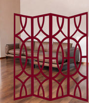84" Red Solid Wood Folding Four Panel Screen Room Divider-Room Dividers-DECOROLALA