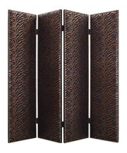 84 X 84 Bronze Wood & Fabric Screen-Room Dividers-DECOROLALA