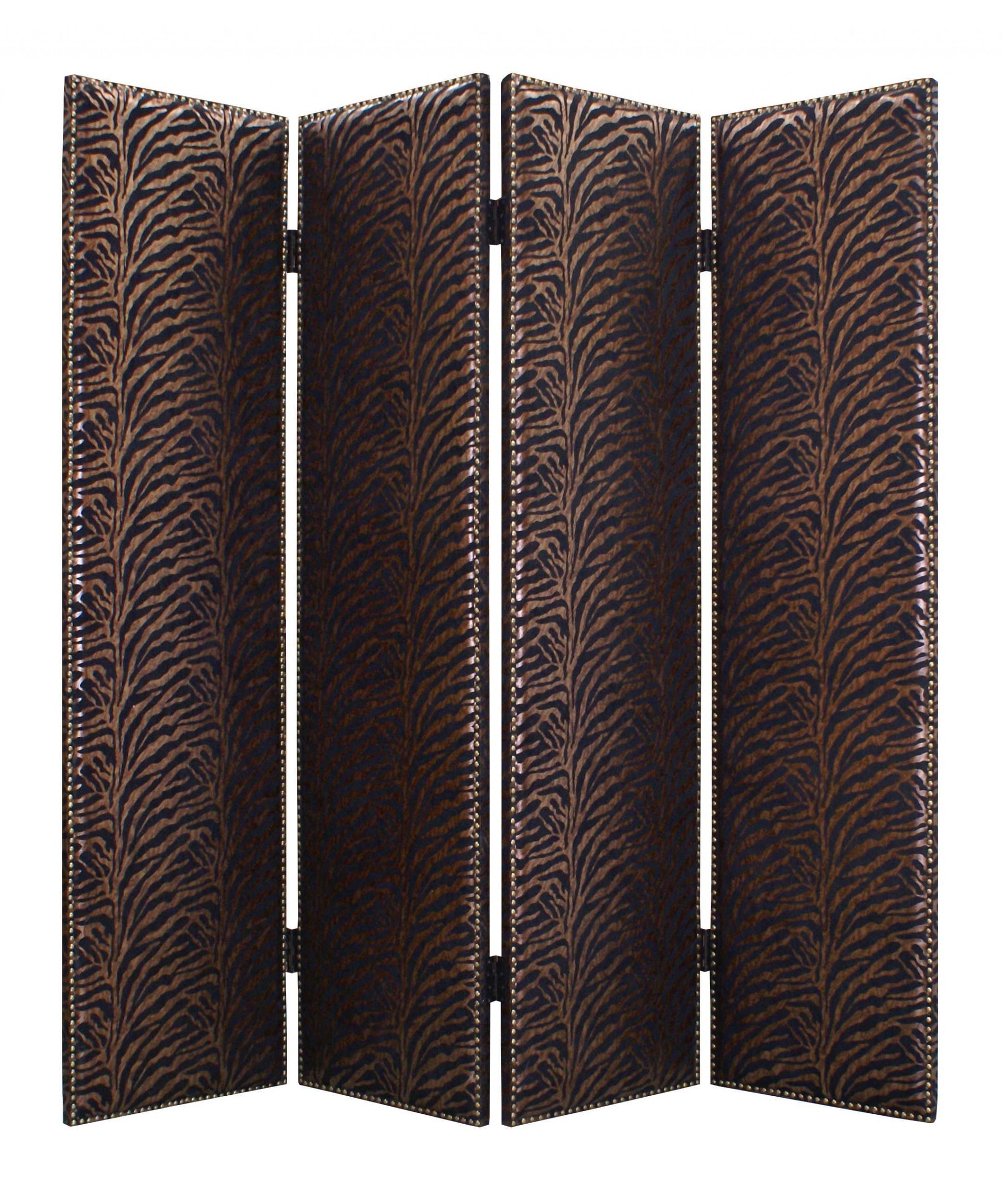 84 X 84 Bronze Wood & Fabric Screen-Room Dividers-DECOROLALA