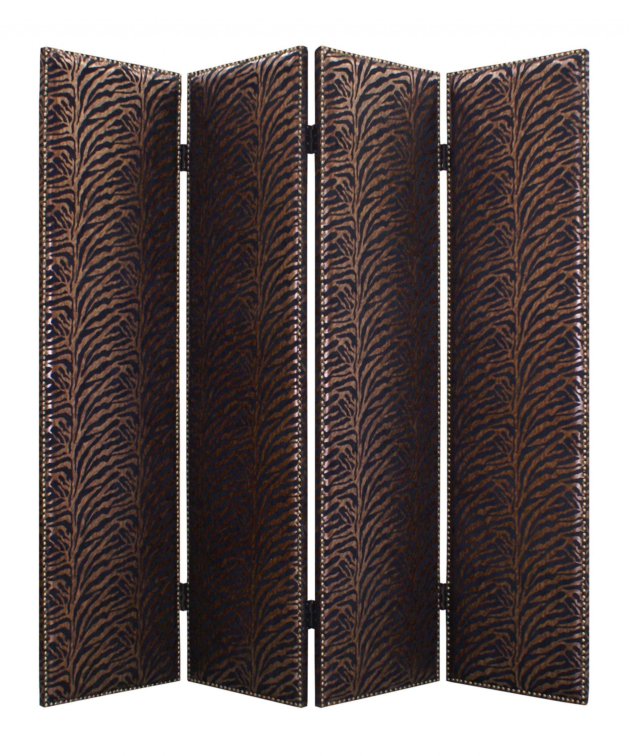 84 X 84 Bronze Wood & Fabric Screen-Room Dividers-DECOROLALA