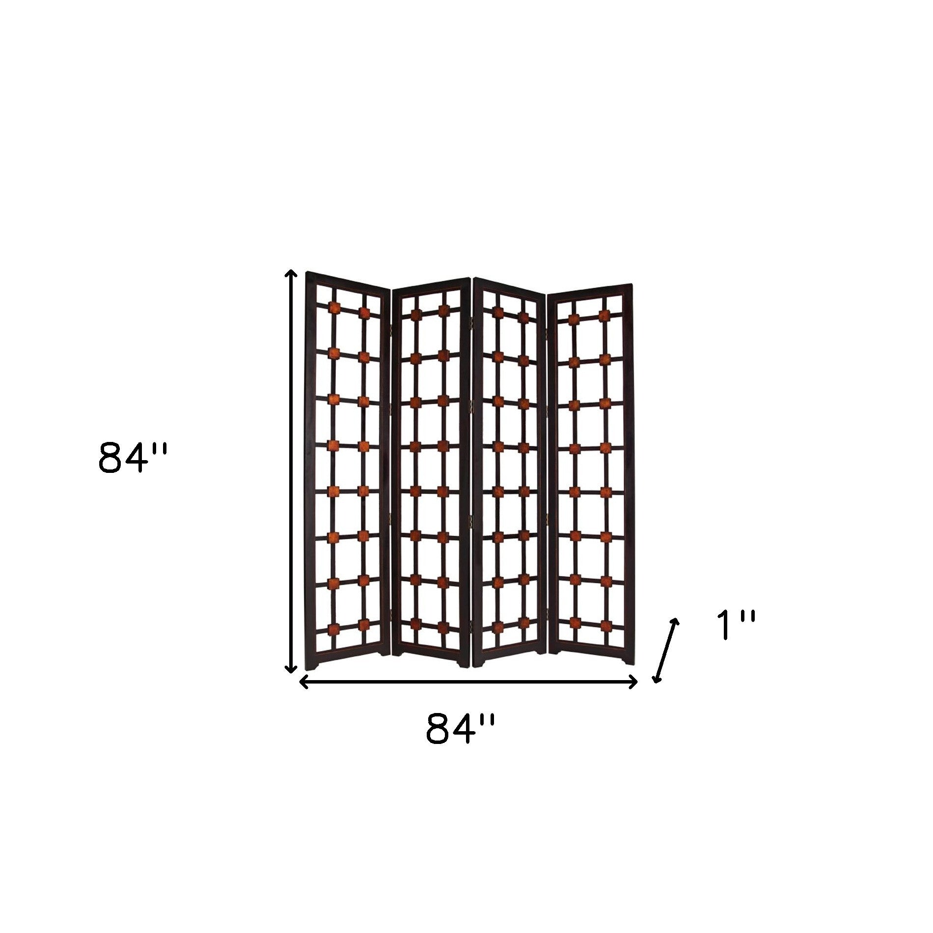 84" X 84" Brown Woood Screen-Room Dividers-DECOROLALA