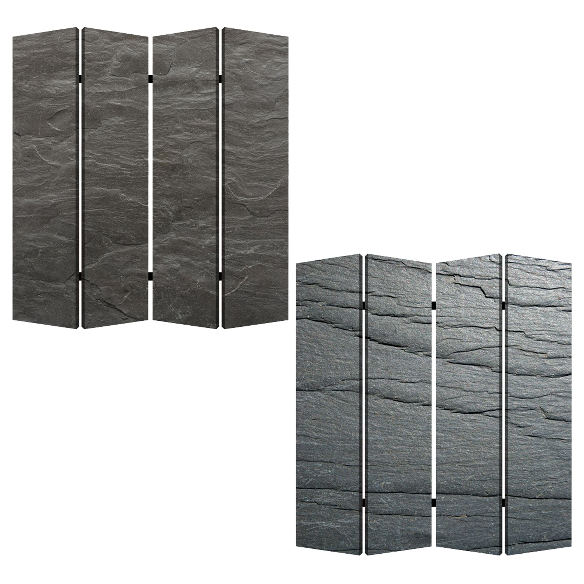 84" X 84" Multi Color Wood Canvas Black Slate Screen-Room Dividers-DECOROLALA