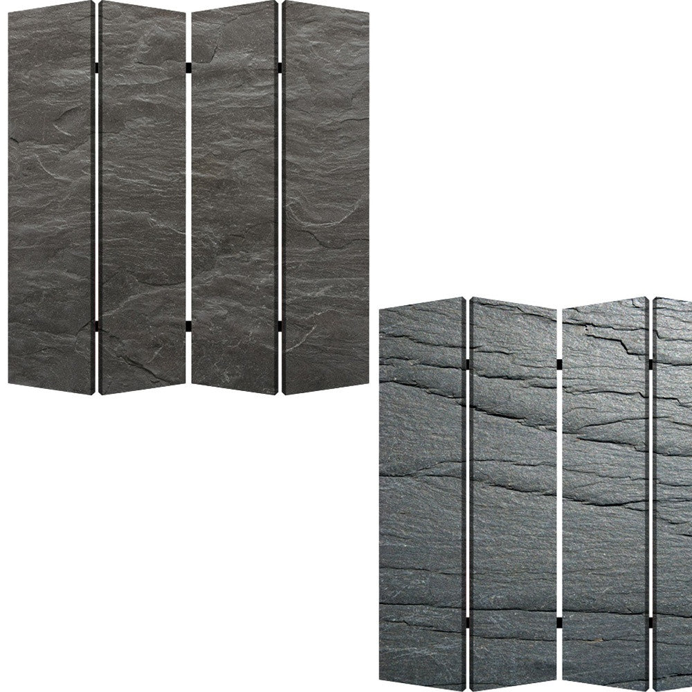 84" X 84" Multi Color Wood Canvas Black Slate Screen-Room Dividers-DECOROLALA
