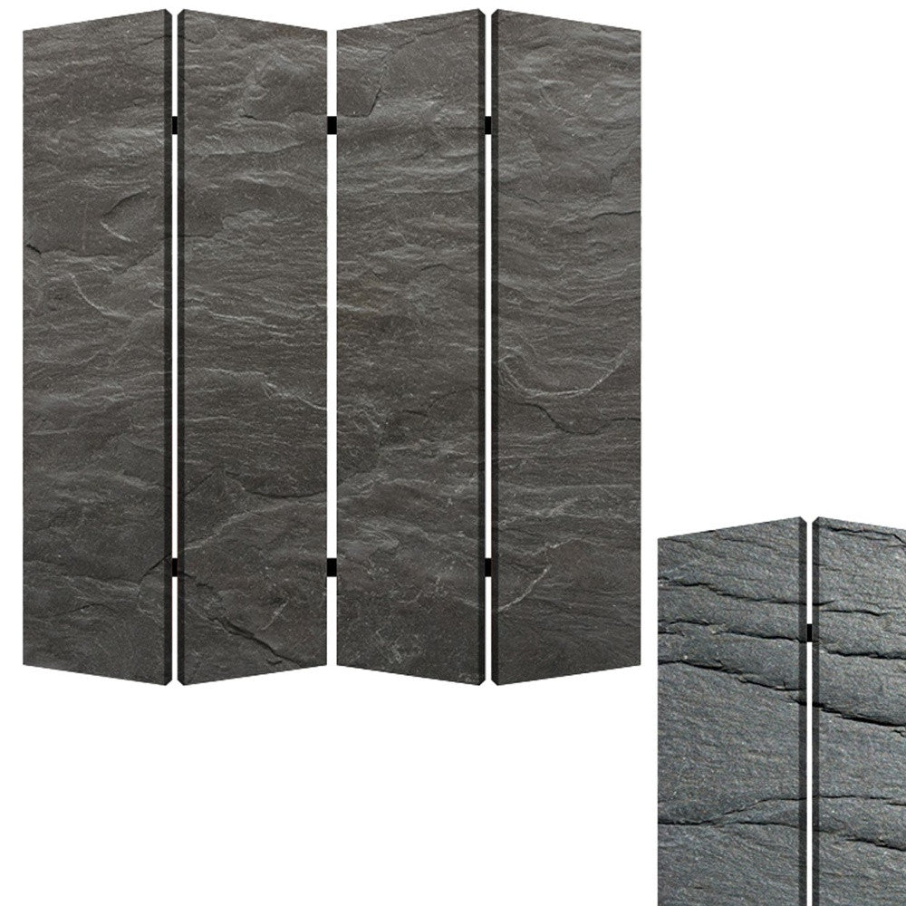 84" X 84" Multi Color Wood Canvas Black Slate Screen-Room Dividers-DECOROLALA