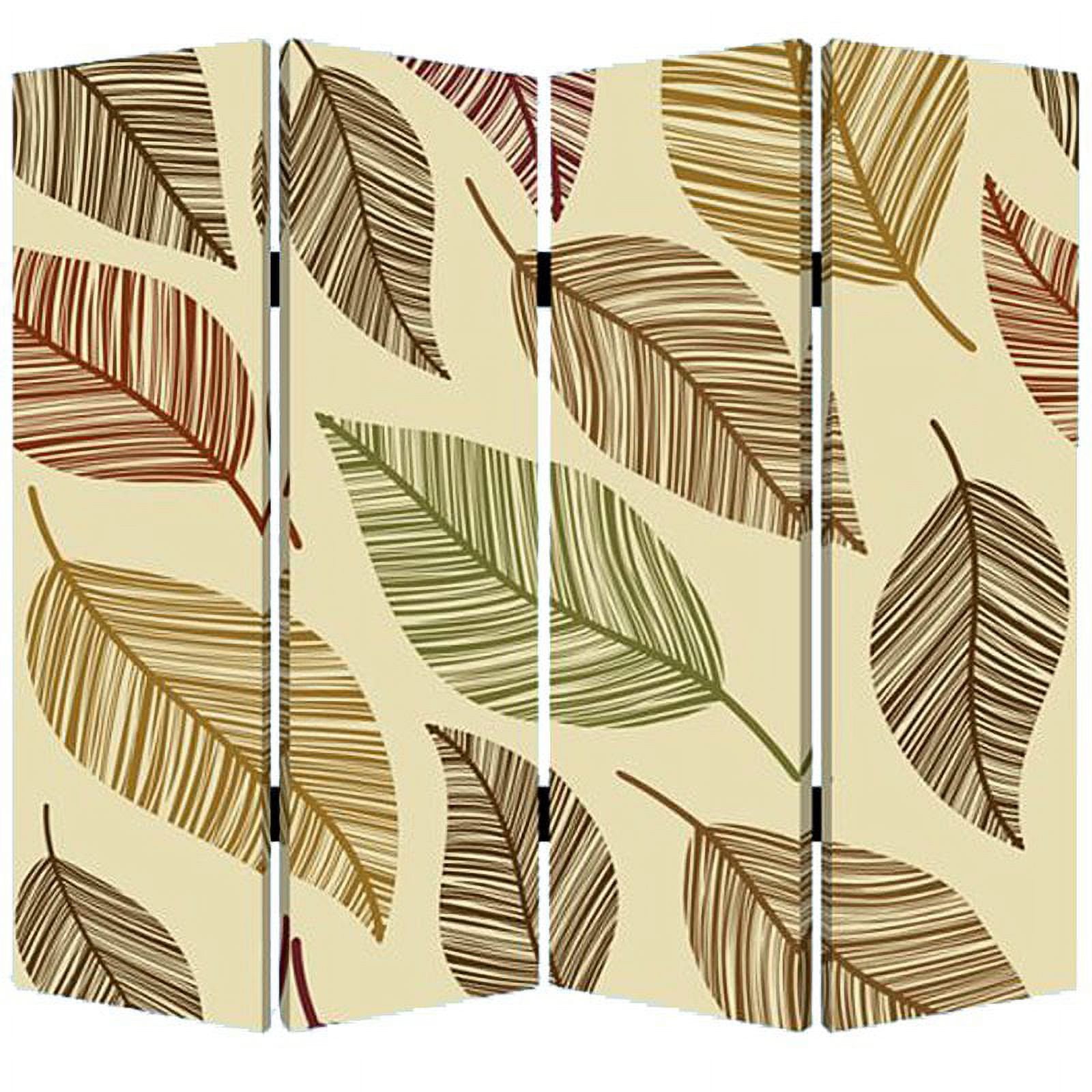 84 X 84 Multi Color Wood Canvas Perpetual Leaf Screen-Room Dividers-DECOROLALA