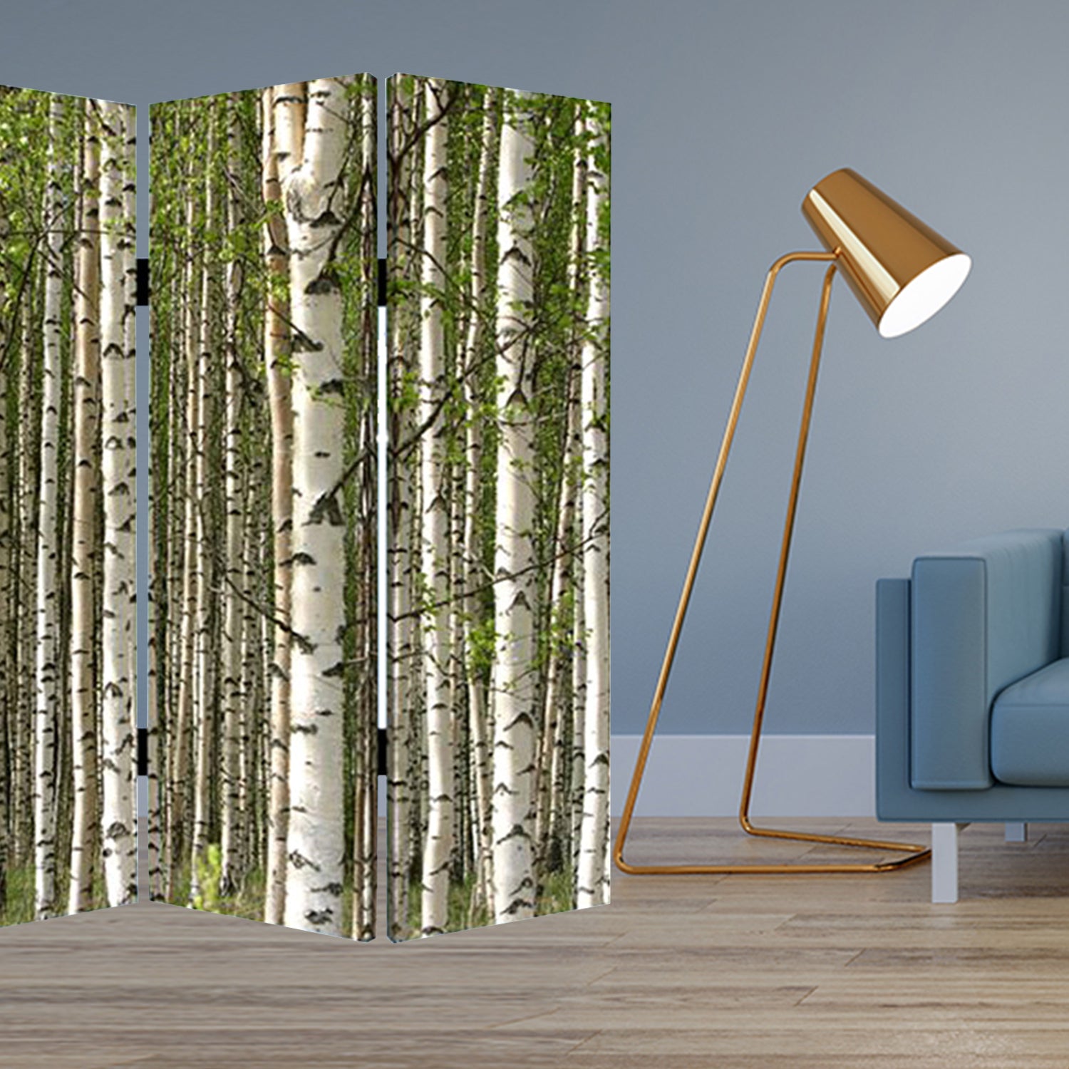 84" X 84" Multi Color Wood Canvas Prolific Forrest Screen-Room Dividers-DECOROLALA